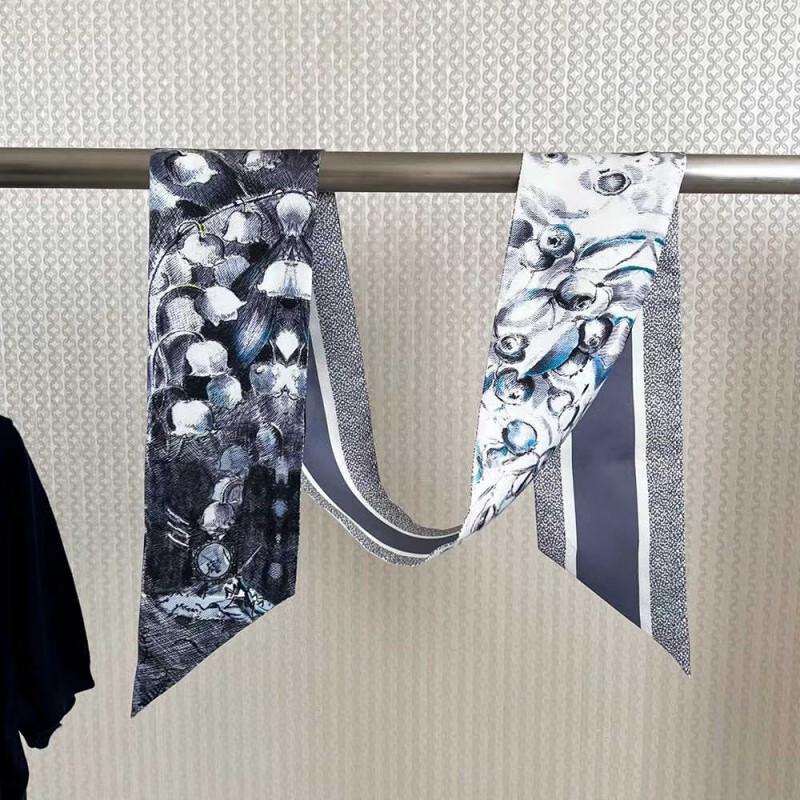 NINA SOLOR Elegant Ink Blue Twill Silk Scarf