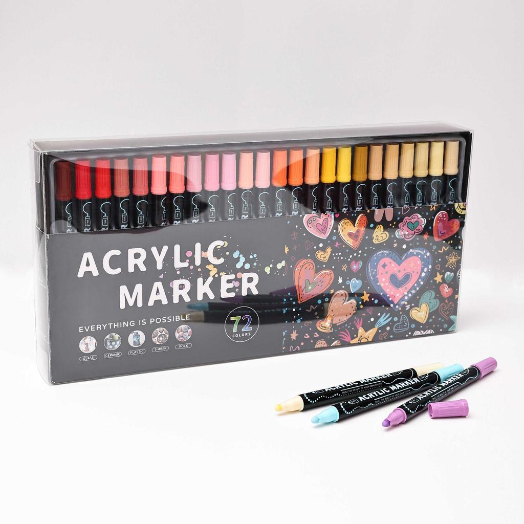 Dual-Tip Stackable Acrylic Markers - Quick-Drying Christmas Greeting Card Pens