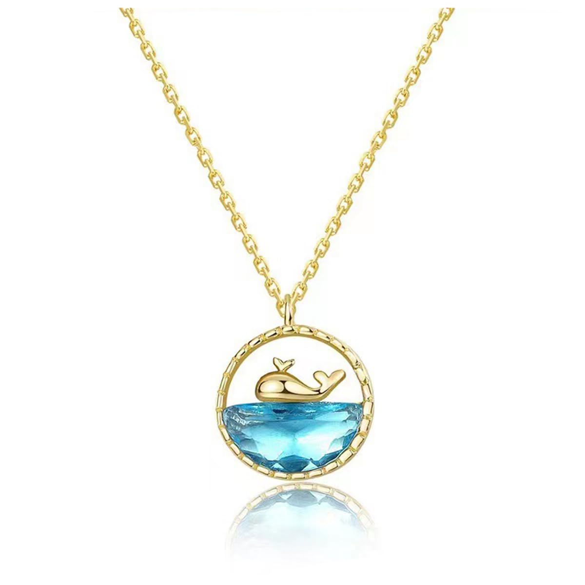 Whale Pendant Clavicle Necklace for Women Blue Ocean Animal Fishtail Necklace Titanium Steel Fashion Daily Jewelry for Party Gift золотой