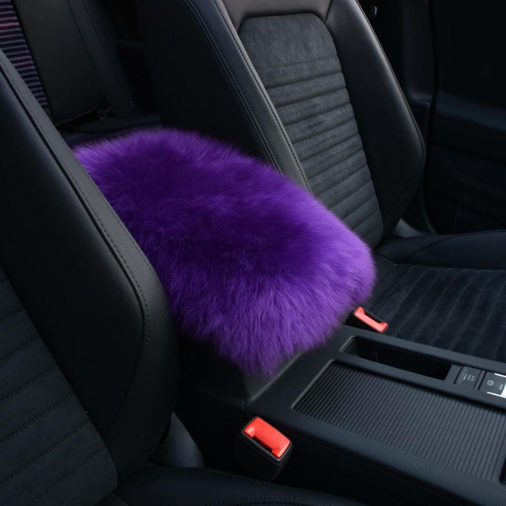 Furry Armrest Cover Car Sheepskin Wool Fur Soft Auto Center Console Cover Universal Truck Armrest for Seat Box Pad for W