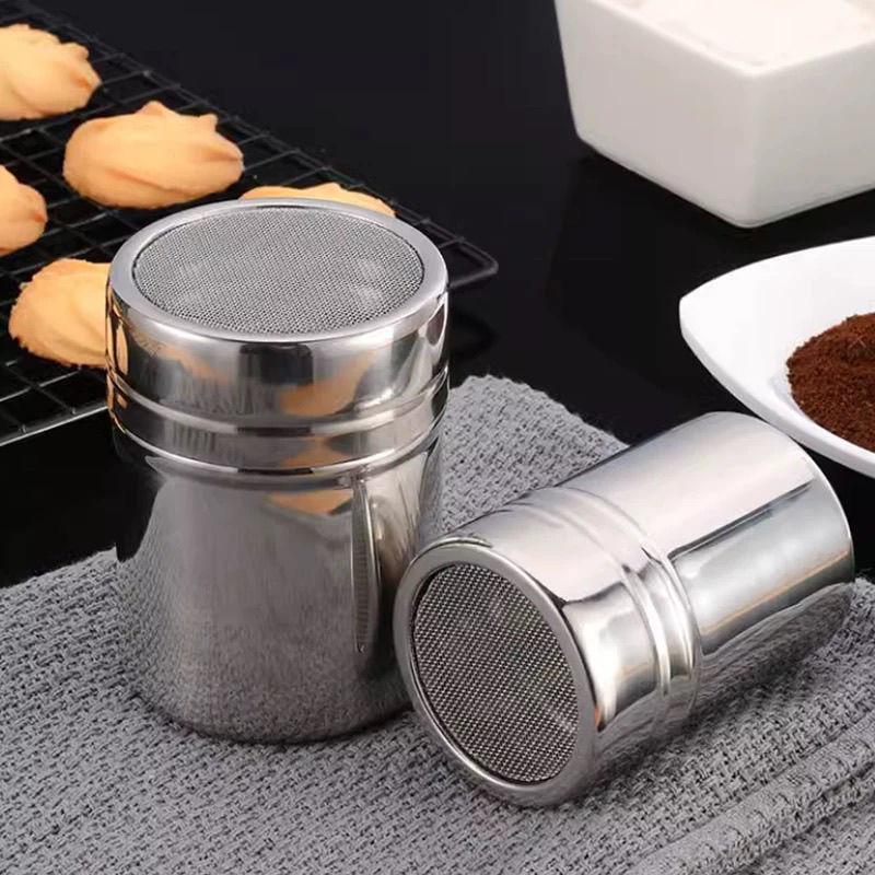 Stainless Steel Powdered Sugar Shaker Fine Mesh Duster For Cocoa Cinnamon Coffee Easy Clean Metal Spice Dispenser For Home Restaurant Cafe Use