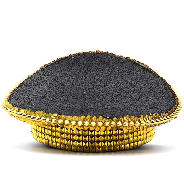 Shimmering Marine Hat with Rivet Studs Rhinestones Decors for Women Girl Roleplay Game and Stage Performances Dressingup