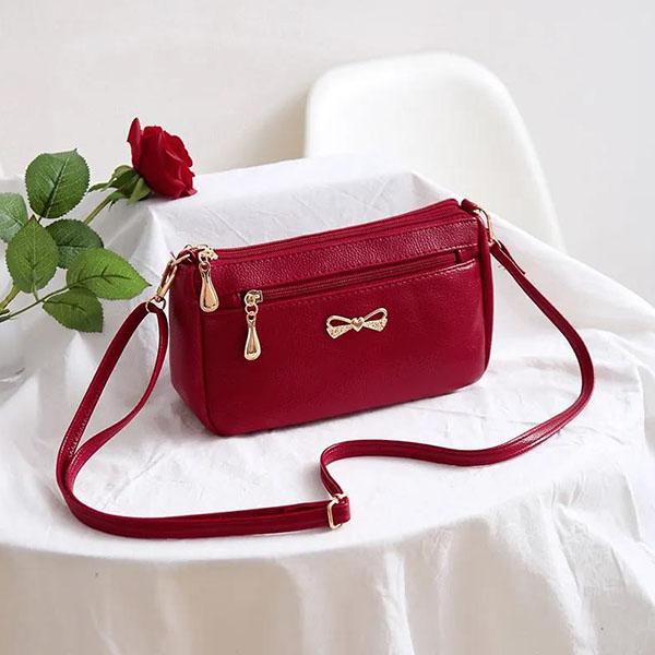 Dámská jednobarevná jednobarevná taška přes rameno Měkká kožená taška Messenger Bag Office Lady lehké nákupní tašky