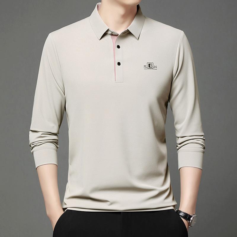 Men's Business Casual Short Sleeved Shirt with Badge Solid Color Polo Shirt Fashionable Breathable Comfortable Versatile Top