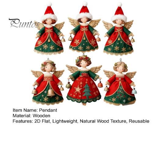 Reusable Wood Holiday Decorations 6/10/12/24/36PCS 2D Flat Wooden Angel Christmas Ornaments, Hanging for Xmas Shaped Tree Trims Tree, Wall,