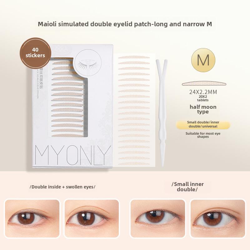 Maioli Natural Invisible Double Eyelid Stickers - Traceless, Slim Lace Design for Swollen Eyes