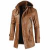 Coat Windproof Clothes Men's Hooded Long Leather Coat Men's Leather Motorcycle Leather Fashion Winter Korean Fashion Jacket
