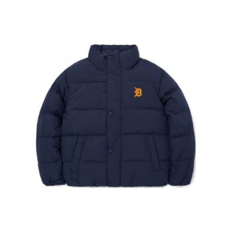 MLB New York Yankees Unifarbenes Logo-Muster Langarm Stehkragen Warme Winddichte Daunenjacke Unisex Oberbekleidung Dunkelblau 3ADJB0526-46NYD