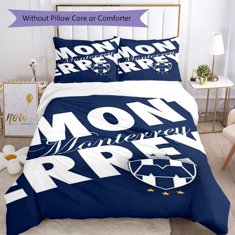 C.F.Monterrey Football Crest Art Printed Pattern Duvet Cover Set – includes 1 duvet cover and 2 matching pillowcases Bedroom decor Christmas gifts
