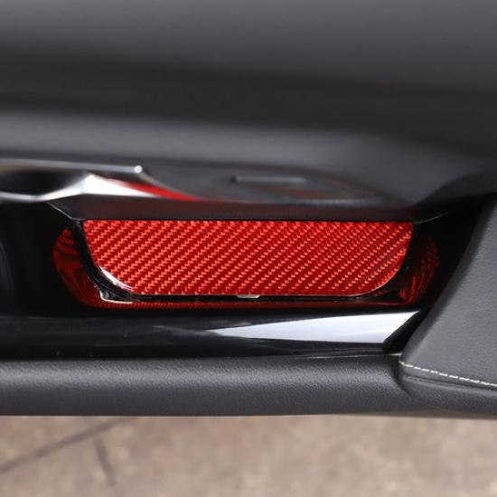 Red Real Carbon Fiber Window Lift Groove Mat Trim For Toyota Supra A90 19-24