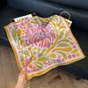 Simulated silk women's small square scarf, Korean cashew nut leopard print small silk scarf, headscarf, four-season scarf, professional scarf.