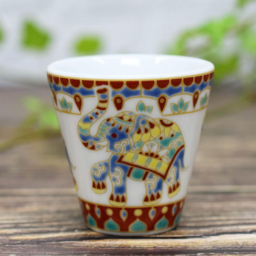 Japanese Warehouse Lucky Ochoko Sake Cup Kutani Ware Sake Cup Mandala Elephant Ceramic Brand Japanese Tableware Choko Cup Made In Japan