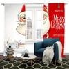 Christmas Curtains Santa Claus Printed Home Decoration Room Set Of 2 Made Polyester