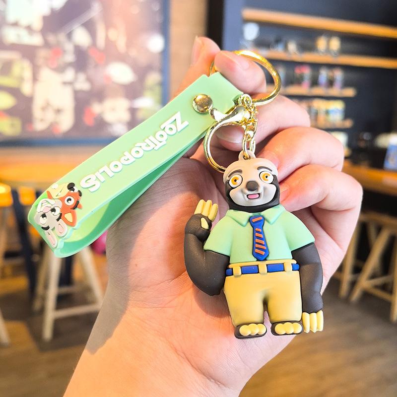 Cute  Zootopia Keychain Pvc Cartoon Character Judy Nick Chief Bogo Keyring Hanging Couples Bag Decoration Festival Gift