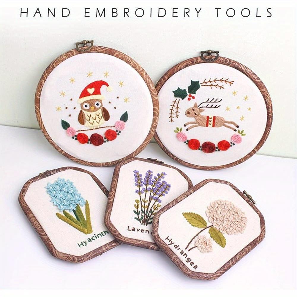 4pcs/ Set Embroidery Hoops Imitated Wood Plastic Display Frame Reusable Circle Oval Rectangular Octagonal Cross Stitch Hoop