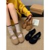 Queen Fan Black Flat Bottom Light Mouth Birkenstocks Women's Autumn Skirt Mary Jane Shoes