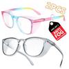 Okulary Bezpieczeństwa Okulary Ochronne Okulary Przeciwmgielne Okulary Ochrona Przeciwpyłowa UV Dla Mężczyzn Kobiet (2PC (Tęcza+Niebieski) HM9