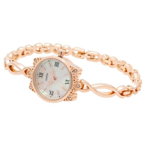 Fieldwork Women's Analog Watch with Natural Shell and Metal Band and Accessory Buckle, Amel Pink Gold (JN032-3)