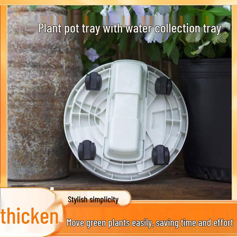 Heavy-Duty Tempered Wheel Bearing Flower Pot Tray with Universal Wheels