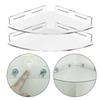2 Pieces Bathroom Corner Shelves Adhesive Mounted Acrylic Shower Storage with Large Capacity Design