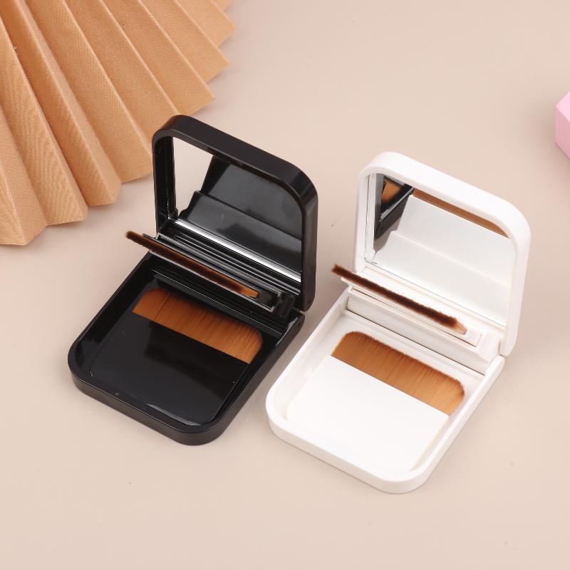 Portable Traceless Soft Flat Foundation Brush Set Ultra-Thin With Built-In Mirror One-Character Design Flawless Base Makeup