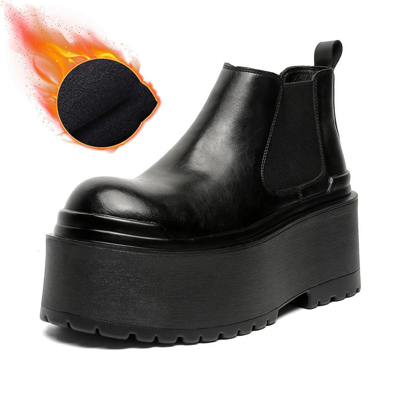 Men Luxury Fashion Punk Hip Hop Dress Chelsea Boots Flats Platform Shoes Cowboy Original Leather Boot Cool Autumn Winter Botas