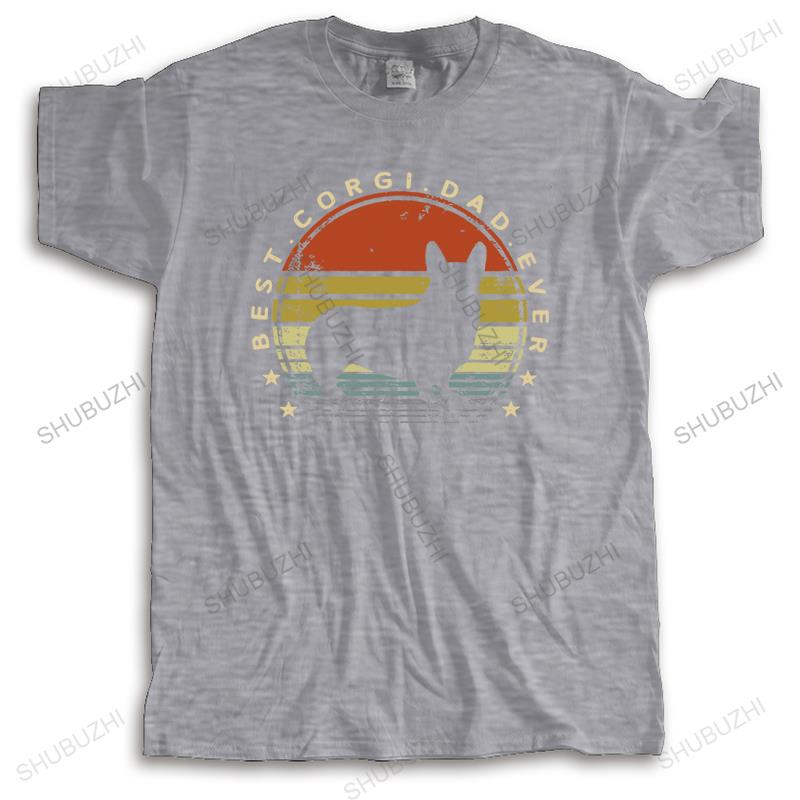 Male Streetwear T-shirt Cotton T Shirt Men Crew Neck Tops BEST CORGI DAD EVER Bigger Size Summer Loose Top Gift Black Tee-shirt