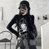 VAYLA Gothic Goth Style Tshirt Women Autumn Long Sleeve Grunge Crop Tops Vintage T-shirt Harajuku Tees Streetwear Clothes Punk