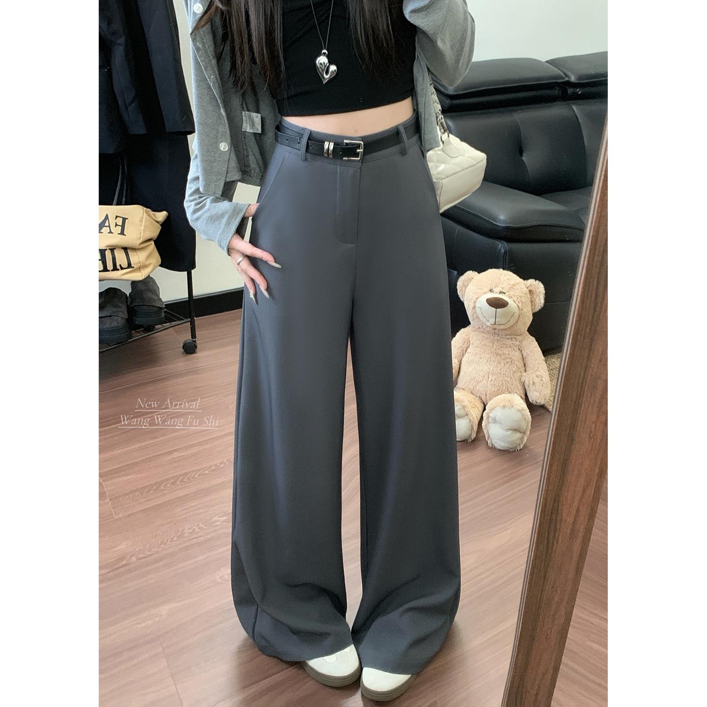 Spring 2026 Women s High-End Wide-Leg Draped Suit Pants - Floor-Length, Loose-Fit, Casual Style M