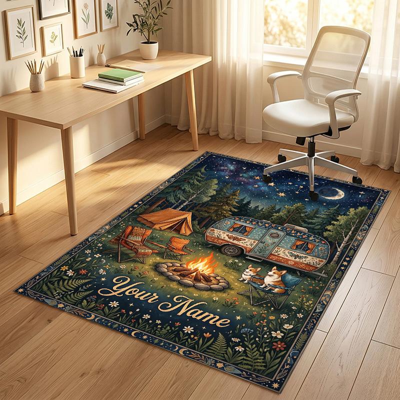 Adventure Journey Theme Crystal Velvet Rug Personalized Custom Name Text Soft Floor Mat Home Decor