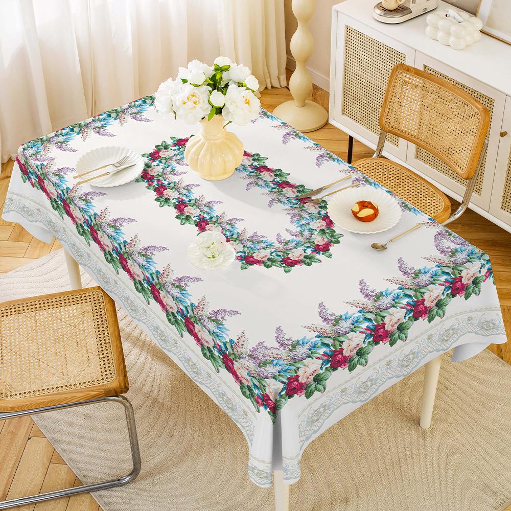1PC Tablecloth Russian Central Asian Ethnic Style Rectangular Waterproof and Oil-proof Leave-in Household PVC Dining Table Cloth