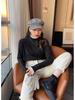 Women's Velvet Lace Half-High Collar Shirt: Stylish, Warm, Long-Sleeved Top for Spring, Autumn, Winter 2026