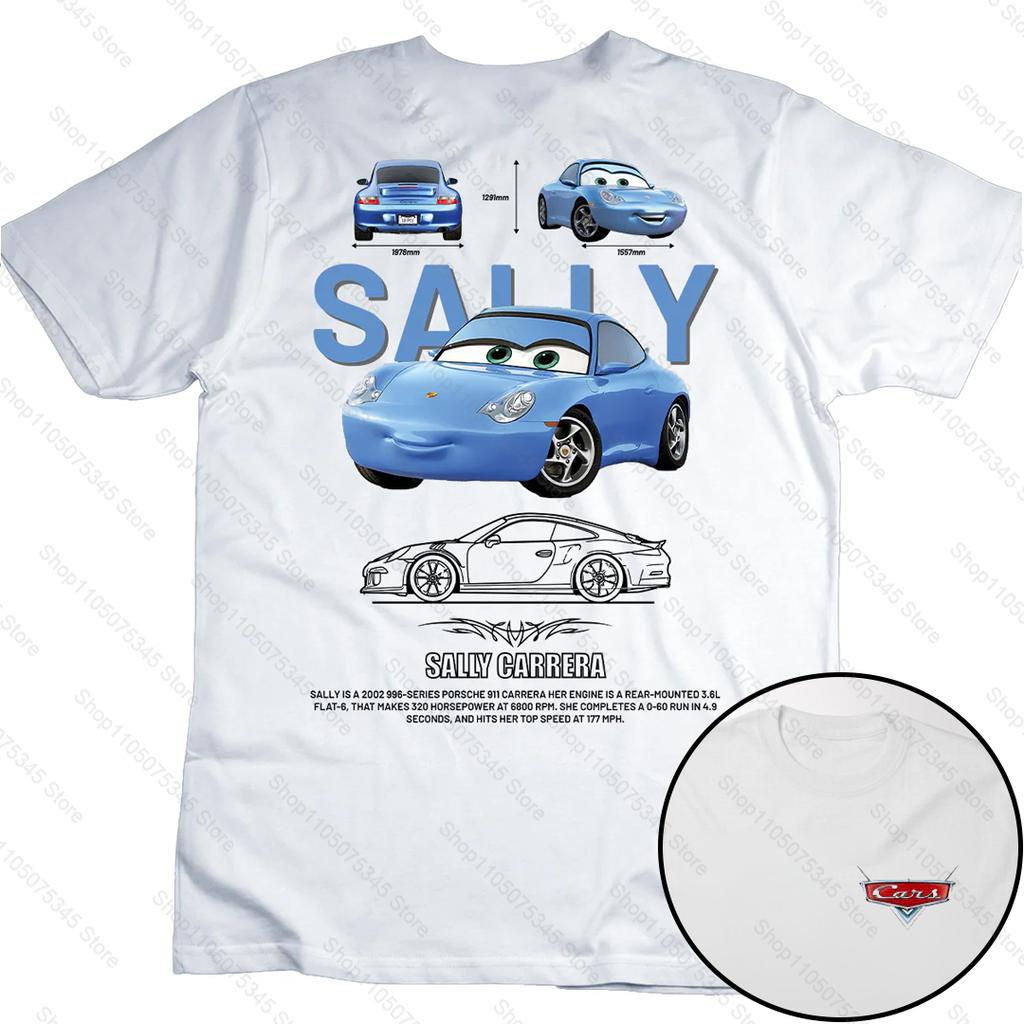 Summer New Lightning Mcqueen and Sally Printed Couple Tshirt Sally and Mcqueen Casual Cute Womens Tshirt Casual Tee Tops