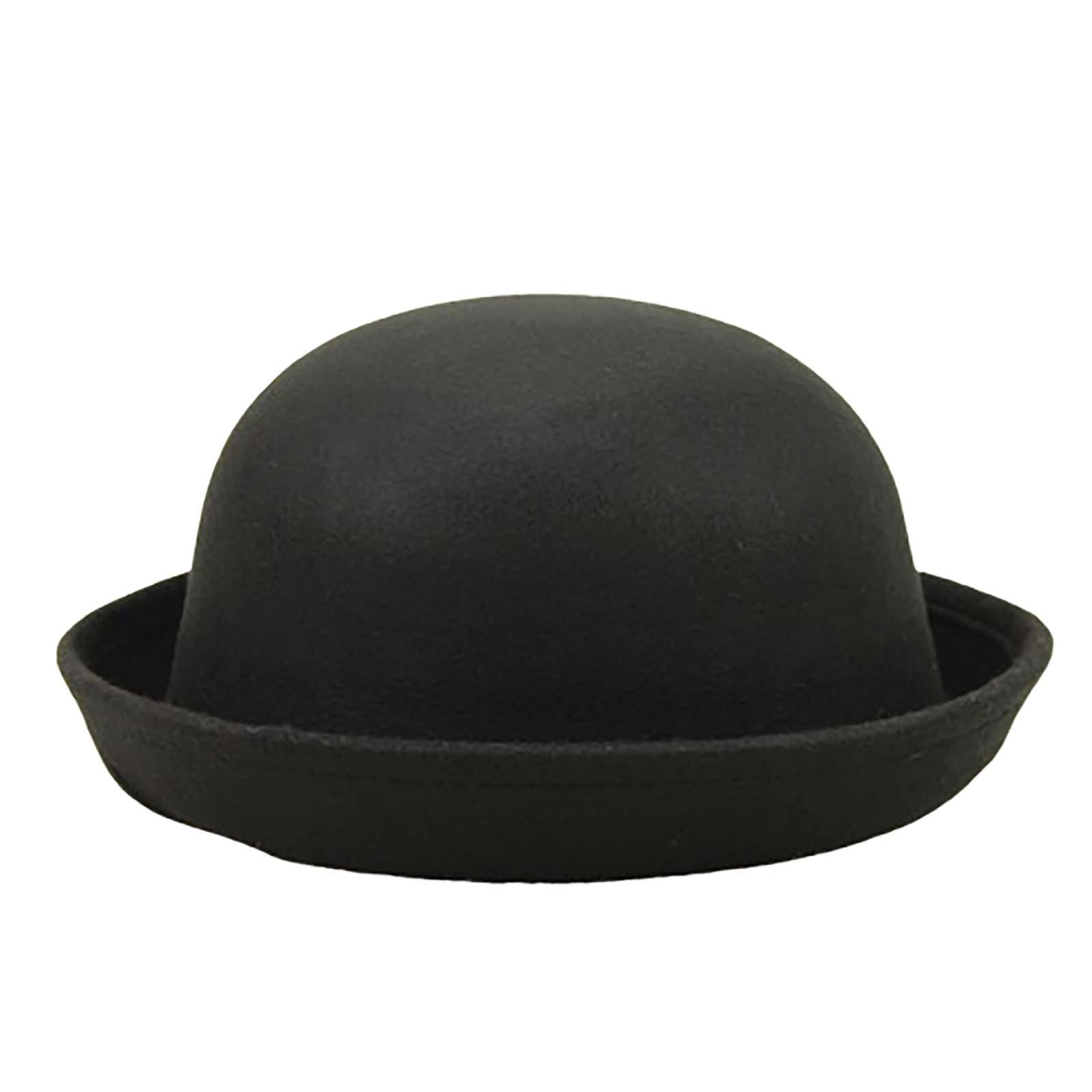 

Универсальная круглая шляпа, имитация кашемира, шерстяная маленькая круглая шляпа, фланцевая шляпа для выступлений, мужская, женская и зимняя модная шляпа One Size чёрный