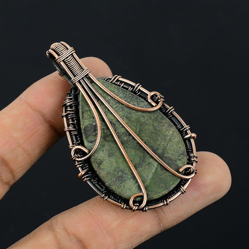 Dragon Blood Jasper 999 Copper Wire Wrapped Pendant, Handmade Gemstone Pendant Jewelry, Gifts For Wife Brand New Pendant