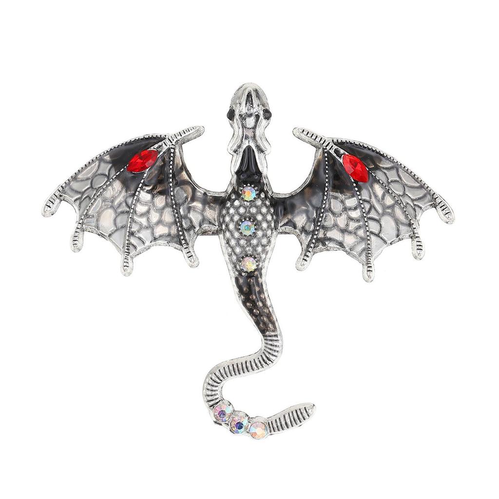 Retro Colorful Enamel Dragon Brooch - Unisex Lapel Pin & Necklace Accessory