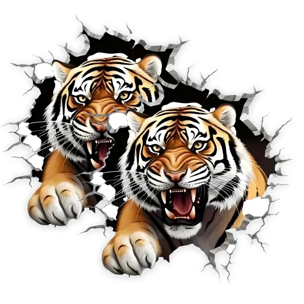 2pcs 13x13cm Tiger Waterproof Vinyl Car Decal Window Bumper Exterior Decoration Accessories Scratch Resistant Sticker | #JP42