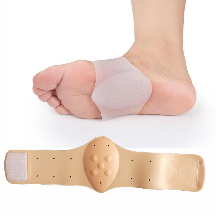 Flat Feet Silicone Arch Support & Massage Sole Pads with Velcro for Shock Absorption