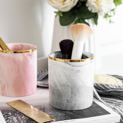 Travel Marble Ceramic Storage Holder Cosmetic Cup Case Desk Pen Holder