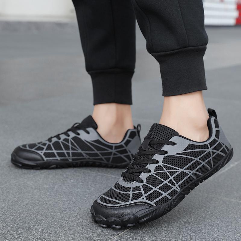 Fashion Minimalist Wide Toe Shoes Mens Lace Up Barefoot Sneaker Quality Training Shoes Men's Soft Bottom Black Casual Sports Vintage Boa