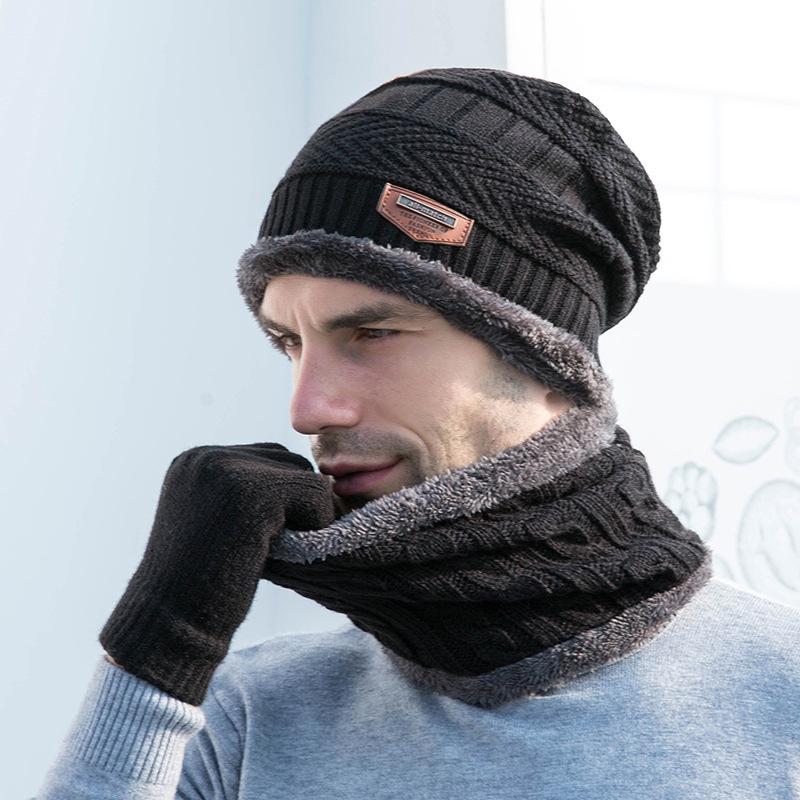 Winter Hats For Men Skullies Beanie Hat Winter Cap Men Women Wool Scarf Caps
