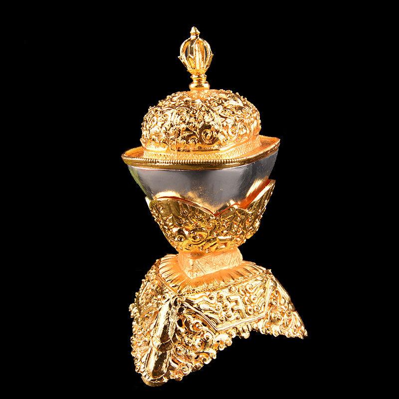 Tibetan Tribute Buddhist Bowl, Golden Tibetan Furnishing, Toba Tantric Alloy Handicraft, Buddhism Collection, Home Gift