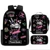 Kuromi Horror Smile Game Brawl Stars Vintage Backpack Set of 3, Multi-Functional Large Capacity School Bag Accessories