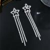 Pentagram Full Diamond Rhinestone Long Fringed Earrings for Women