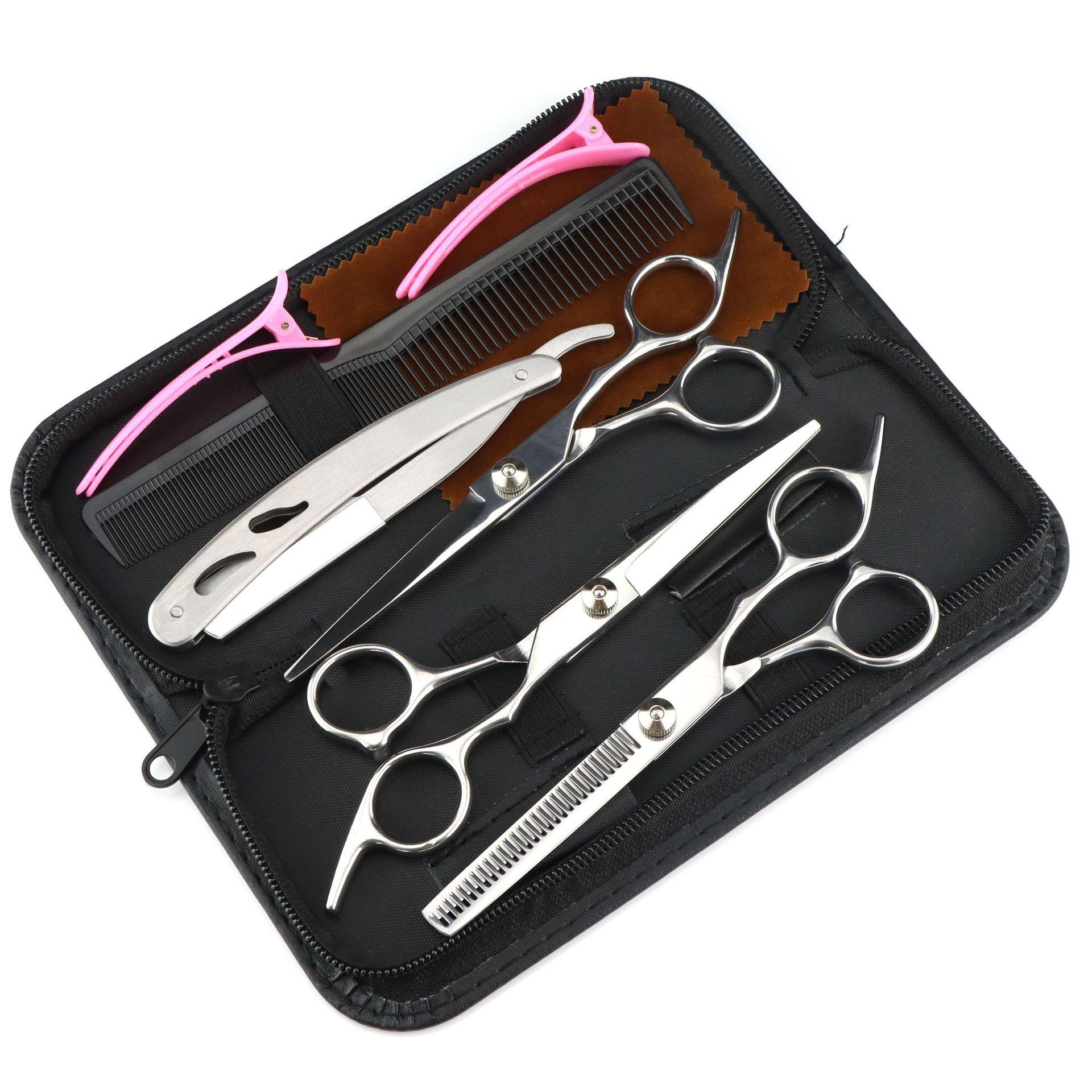 

Ножницы для стрижки волос 6,0 дюйма, 3 комбинации, Набор ножниц для волос для дома, Бесплатный скребок silver white screw set