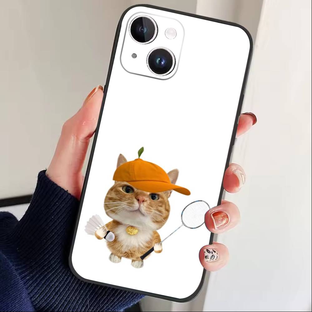 Big Eyed goofy Cat Mouse Phone Case For iPhone 17 16 15 14 13 12 Max Plus Silicone Black Cover