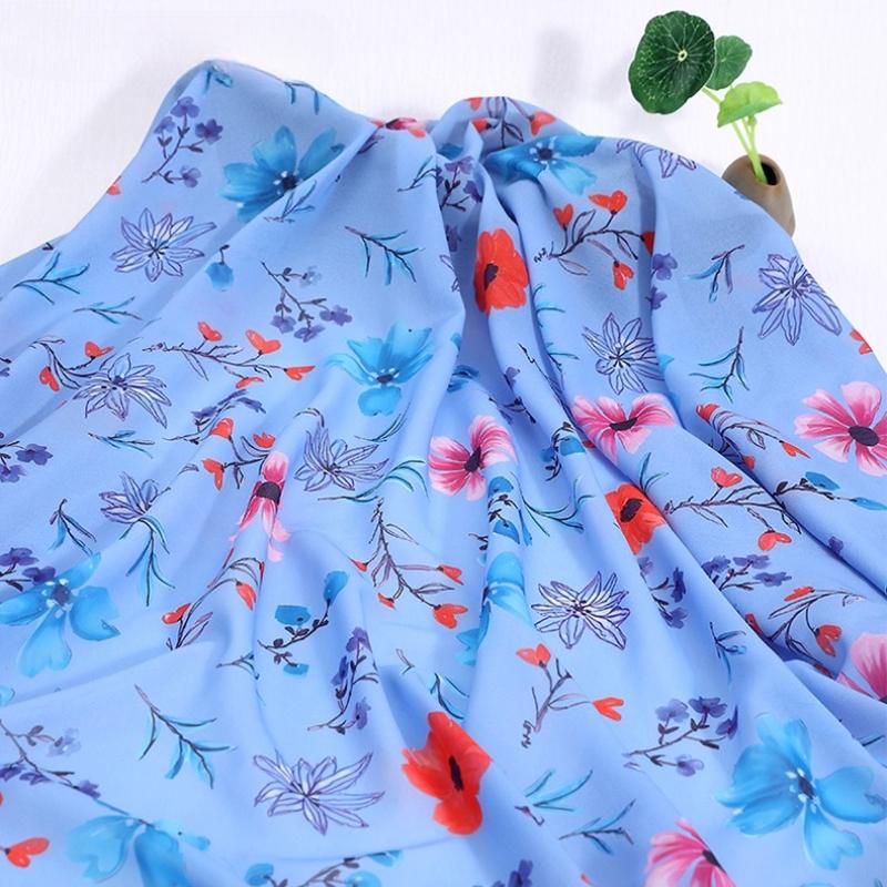 100x150cm 30D Printed Chiffon Ink Chinese Style Fabric Transparent for Sewing Skirt Gauze Scarf Clothing Fabric