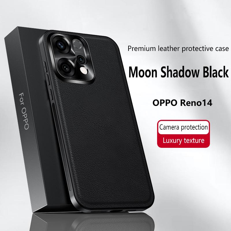 For Oppo Reno 14 Case Magnetic Elegant Leather Wear-Resistant Lens Fully Covered Non-Slip Grip Edge Cover Shell