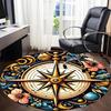 1pc Compass Floral Office Round Area Rug, Indoor Mat Suitable For Office, Under Office Chairs Bedroom Living Room Home Decor, Room Deco
