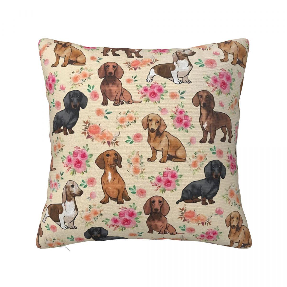 Dachshund Valentines Day Throw Pillow Cover Cushions for Sofa Dogs Animal Awesome Pillowcase 30x30cm 12x12in